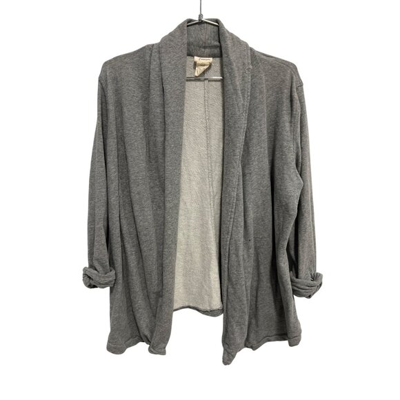 AJ Andrea Jovine Cardigan Sweater Size Medium Open Front 3/4 Sleeve Gray Cotton - Picture 1 of 6